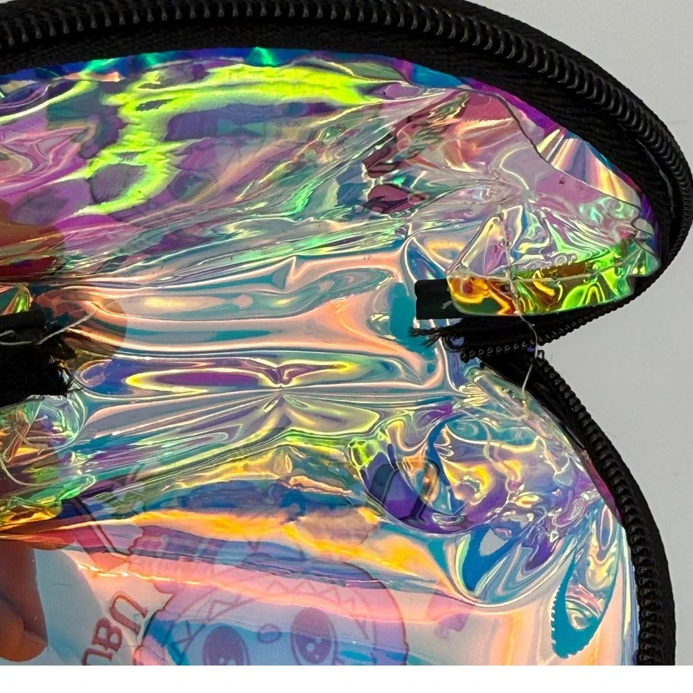 Iridescent Clear Coin‎ Purse Pouch with Zipper and Keychain Kids